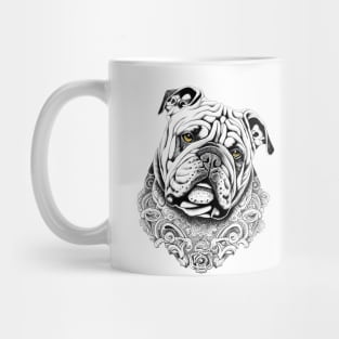 English Bulldog Pet Animal Nature Illustration Art Tattoo Mug